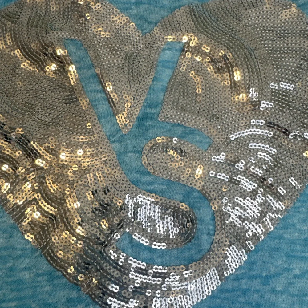 Victoria's Secret Y2K Tank Top‎ Racer Back Blue Silver Bling Heart Size S Rare - Picture 3 of 9